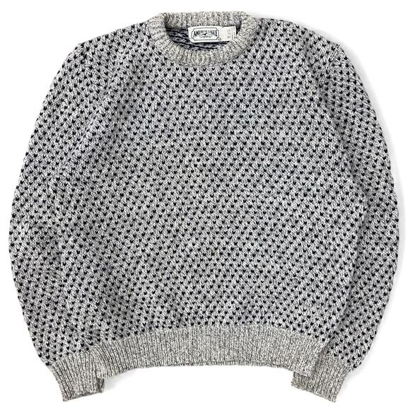 American Eagle Outfitters Other - Vintage Gray Navy Birdseye USA Made American Eagle Wool Sweater Fisherman Knit M